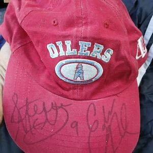 Vintage Autographed Red Oilers Cap